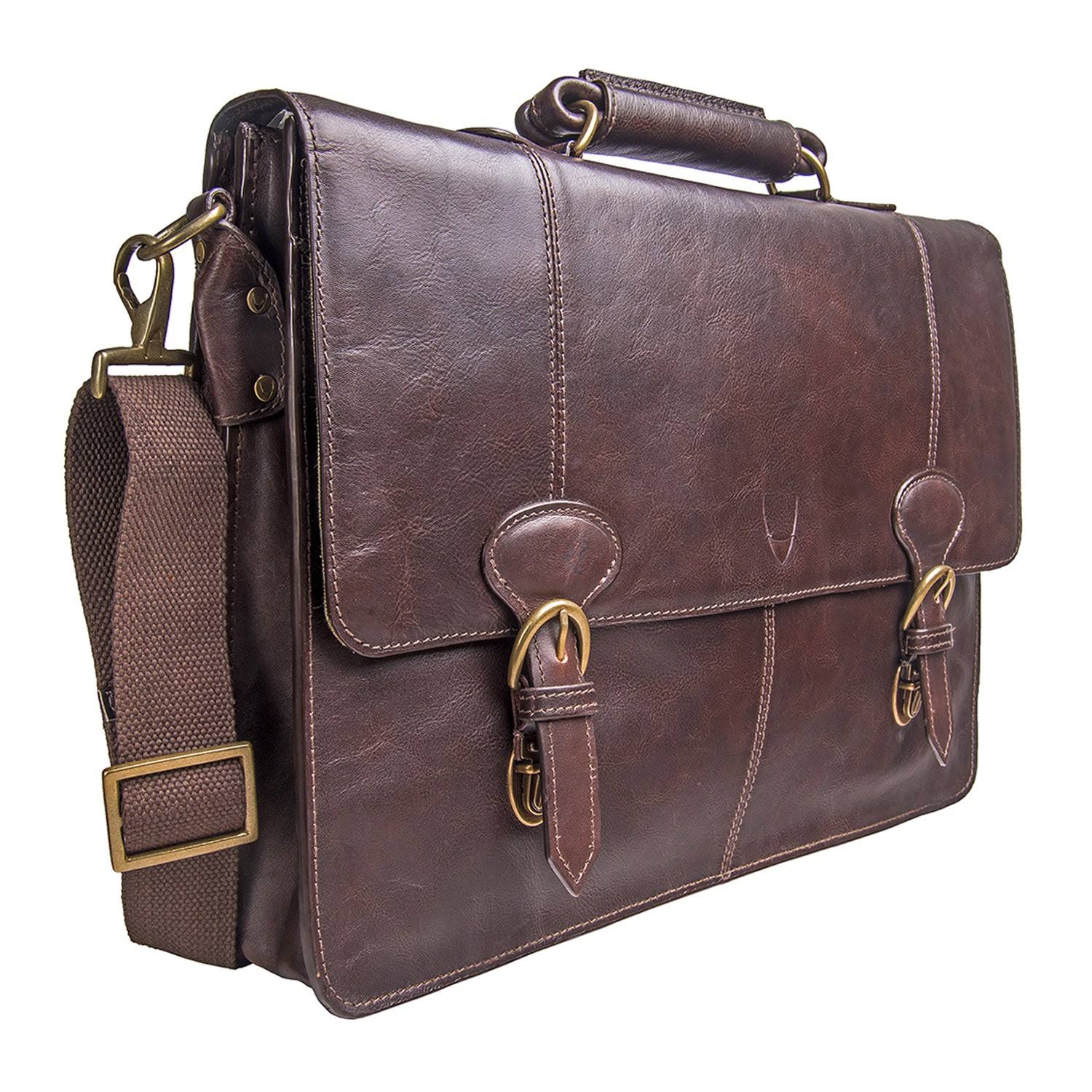 Black Leather Laptop Briefcase D942