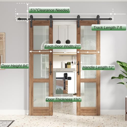 Double 18 x 84 inch Glass Barn Doors with Hardware Kit A557285