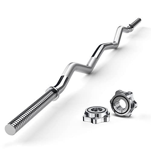 47" EZ Curl Bar Weight Lifting Bar with Star Collars I97212
