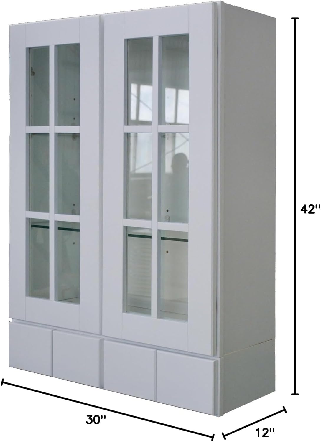 30" x 42" Wall Cabinet with Glass Doors and 4 Drawers Q646178