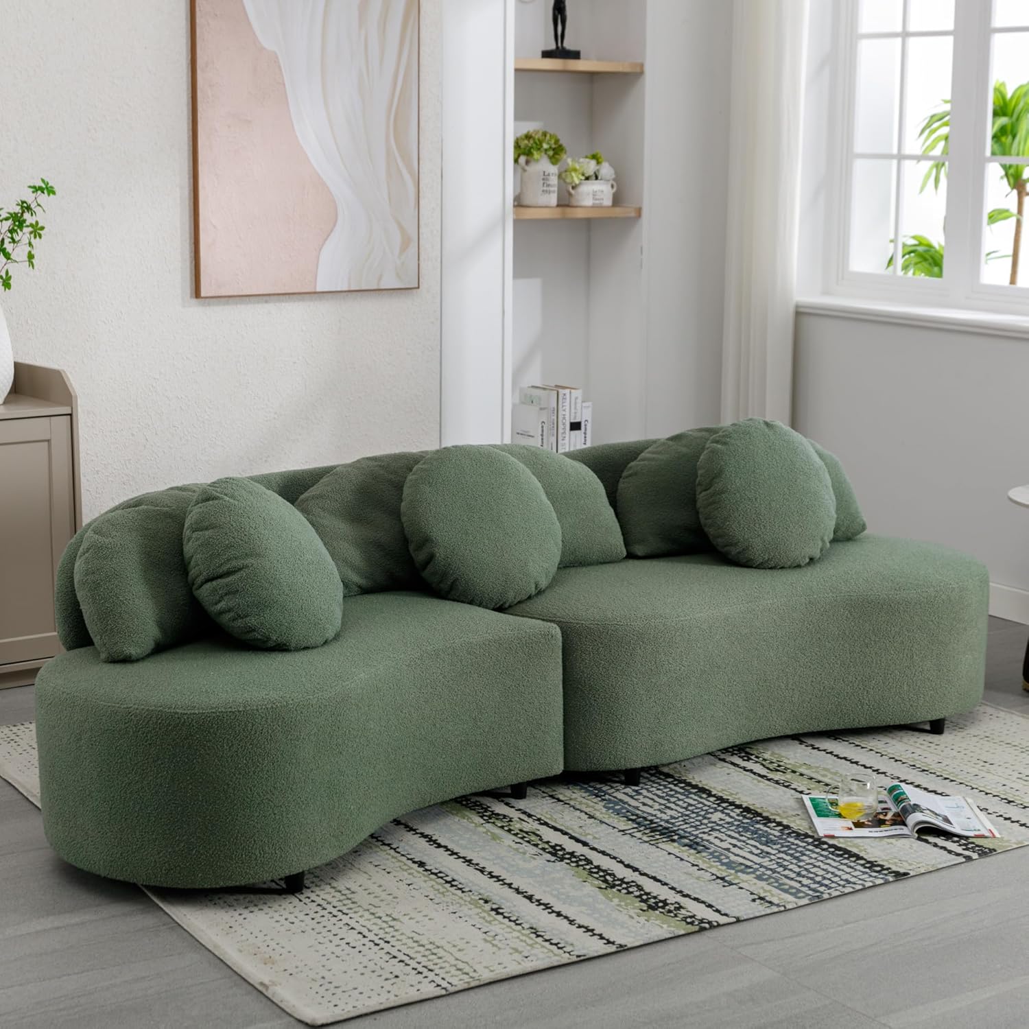Green Velvet Curved Sectional Sofa G47933