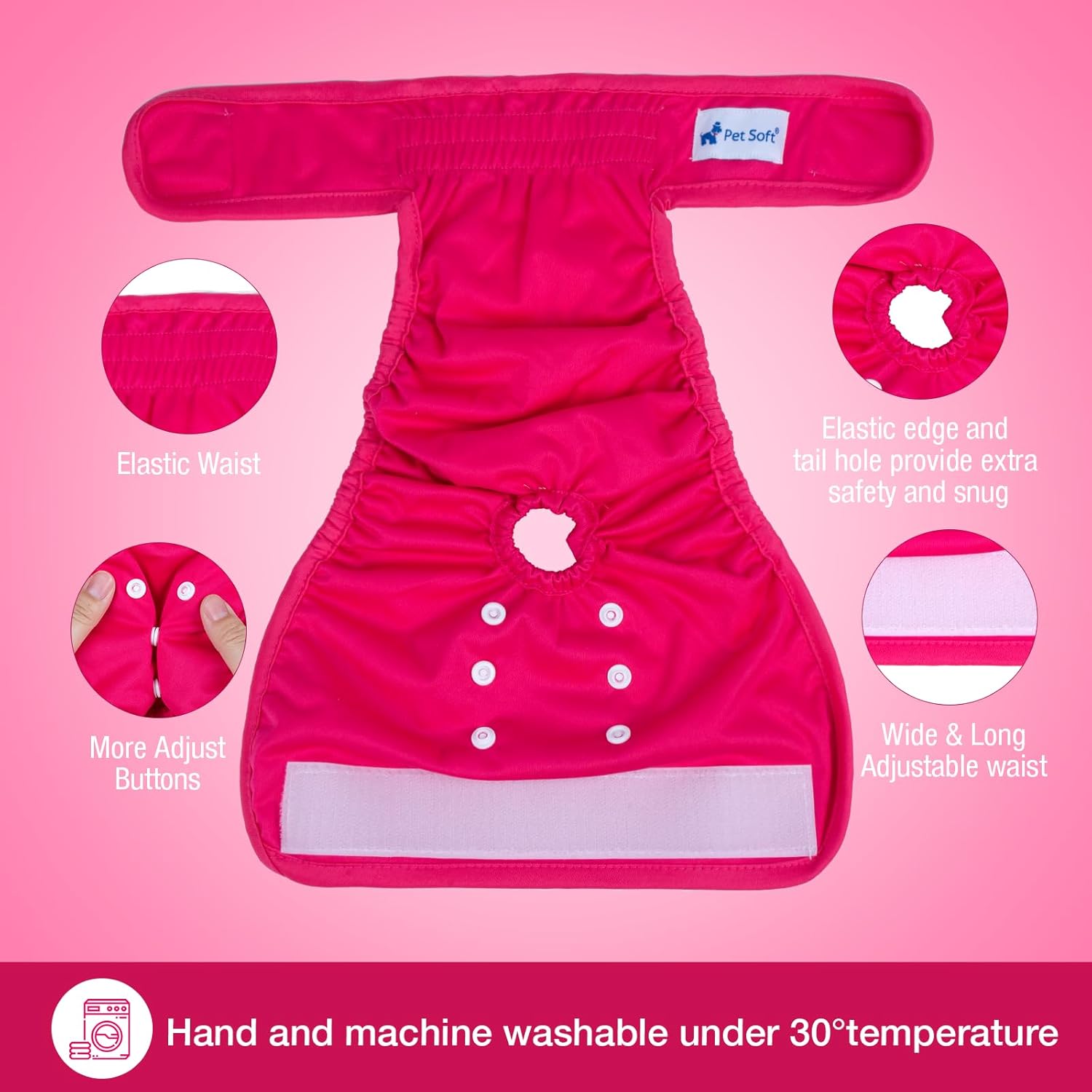 Soft Washable Female Dog Diapers (3 Pack, S) A456743