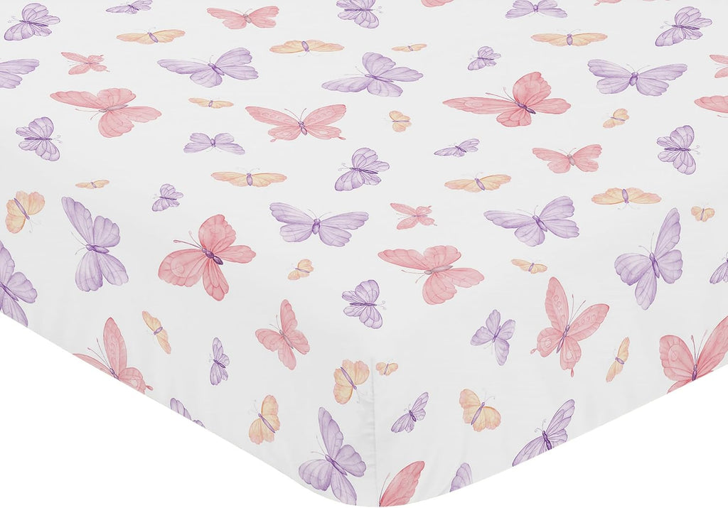 Pink and Purple Shabby Chic Butterfly Girl Baby Crib Bedding Set 3p F3004