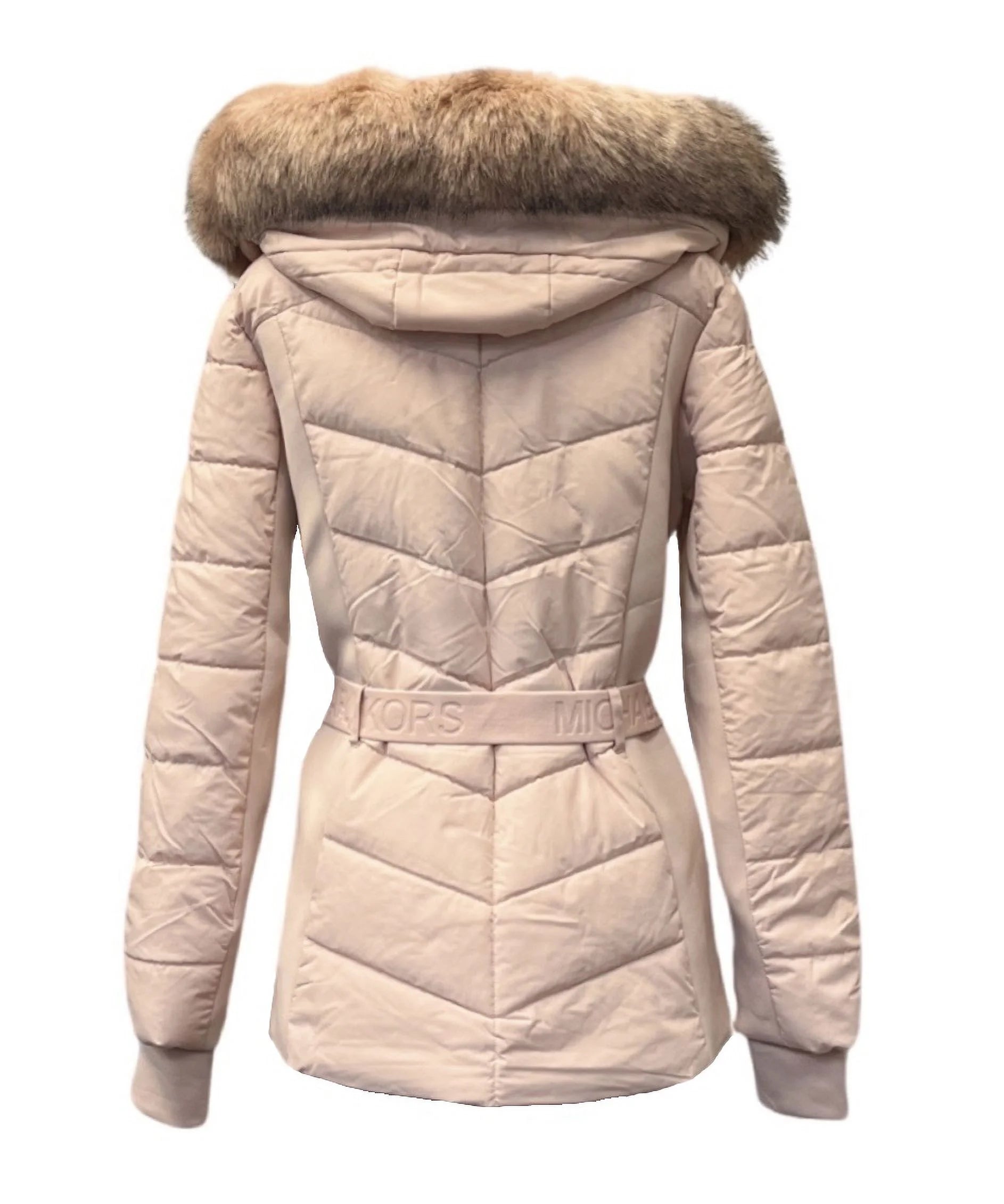 Blush Faux Fur Hooded Puffer Coat Jacket G99190