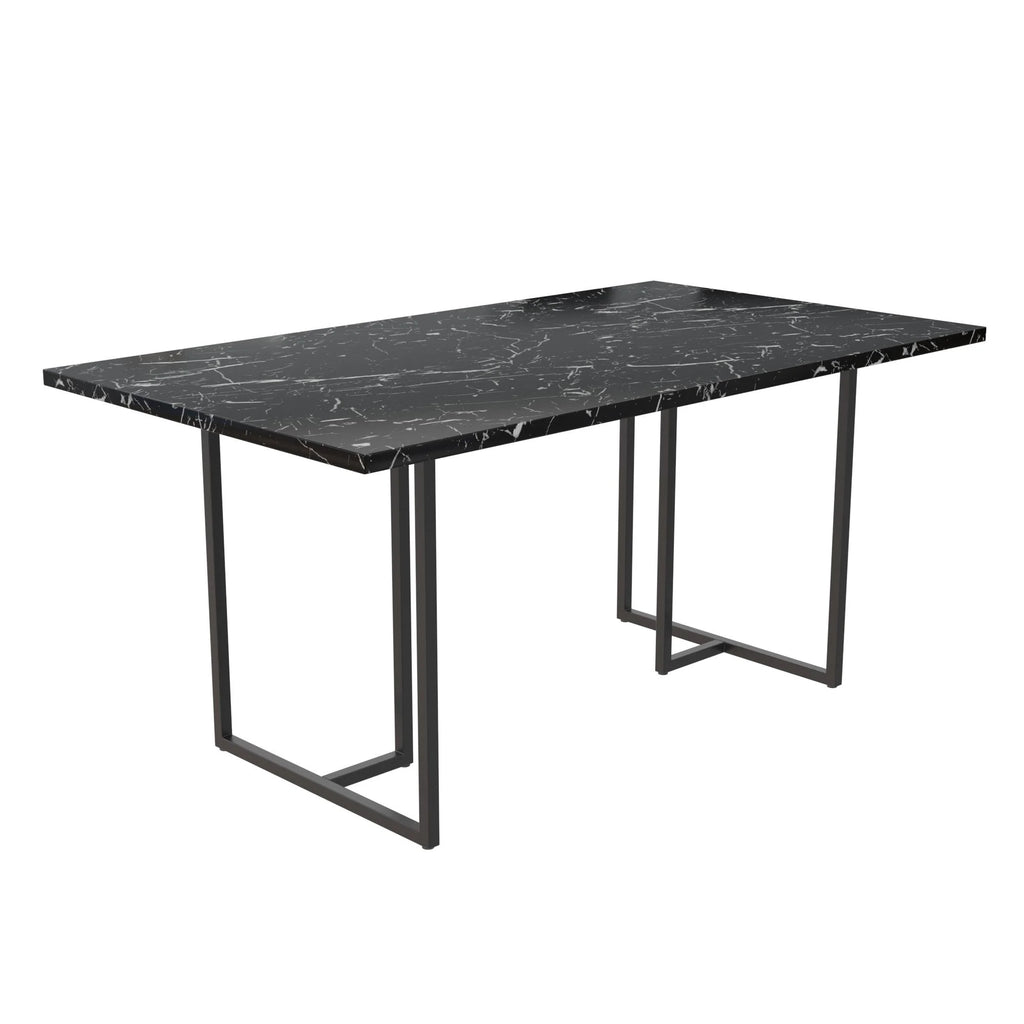 Black Marble Top Dining Table with Black Legs V7416
