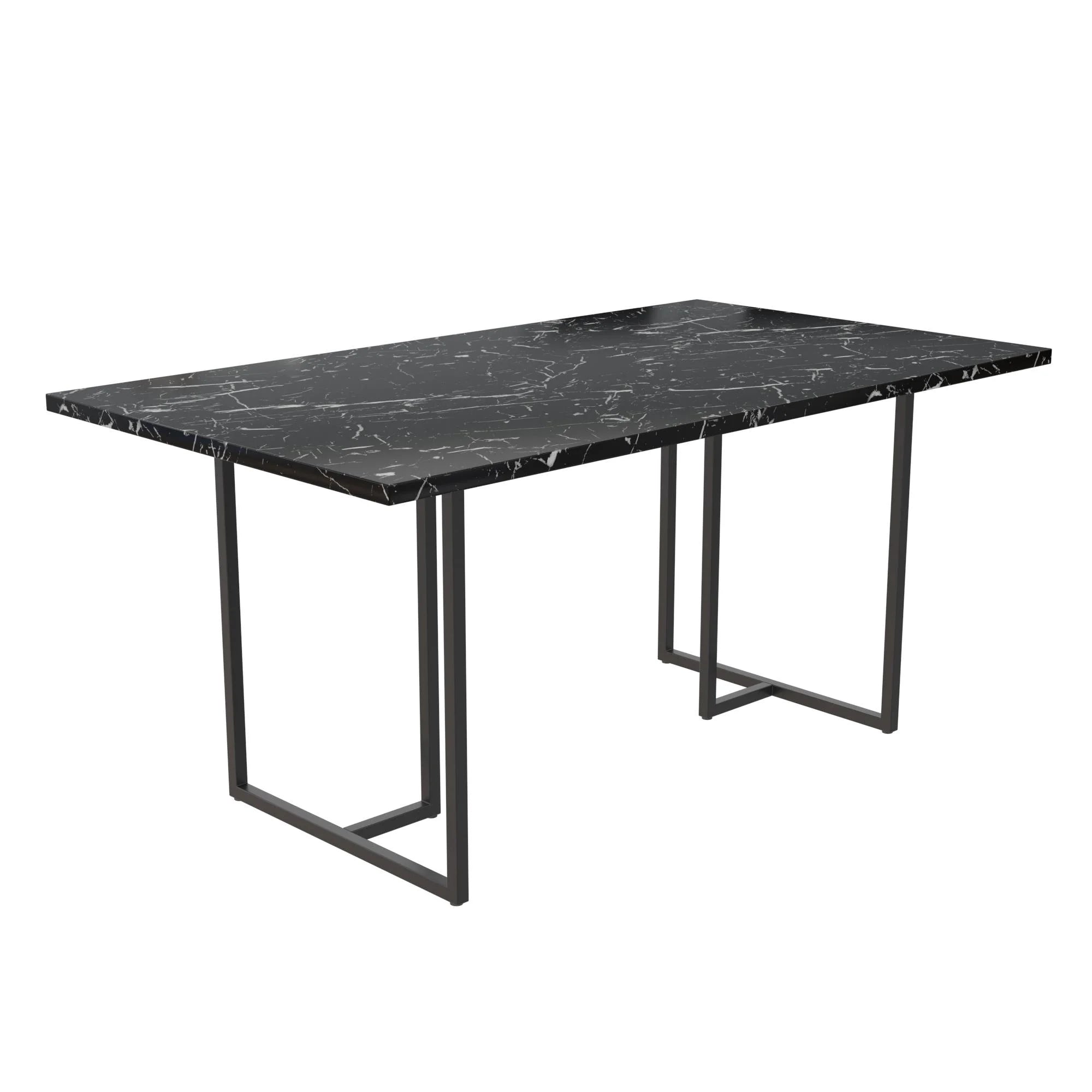 Black Marble Top Dining Table with Black Legs V7416