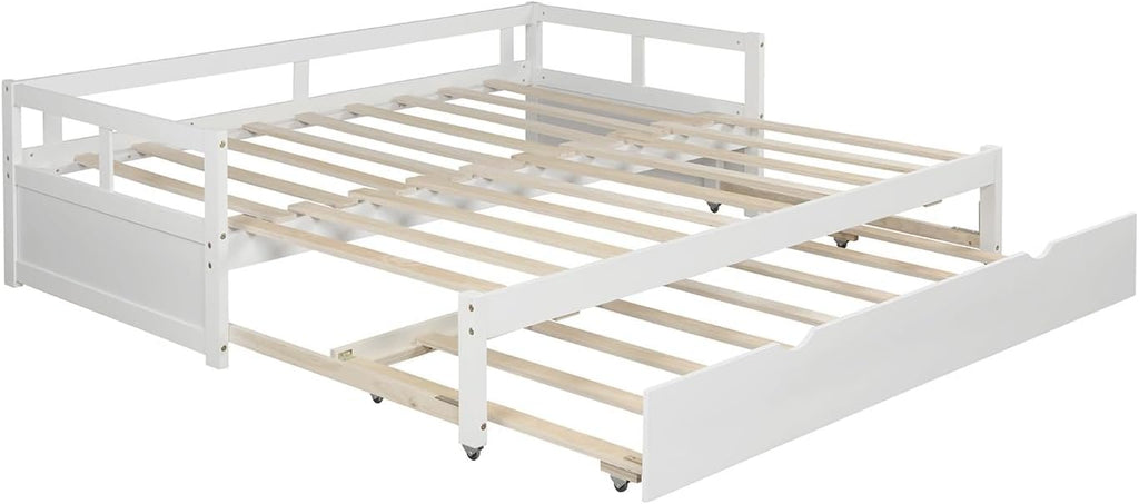 White Wooden Daybed with Trundle S8007
