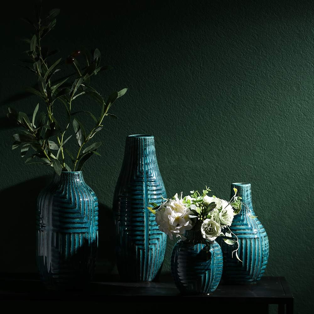 Teal Ceramic Vase Medium 13.8" H I41189