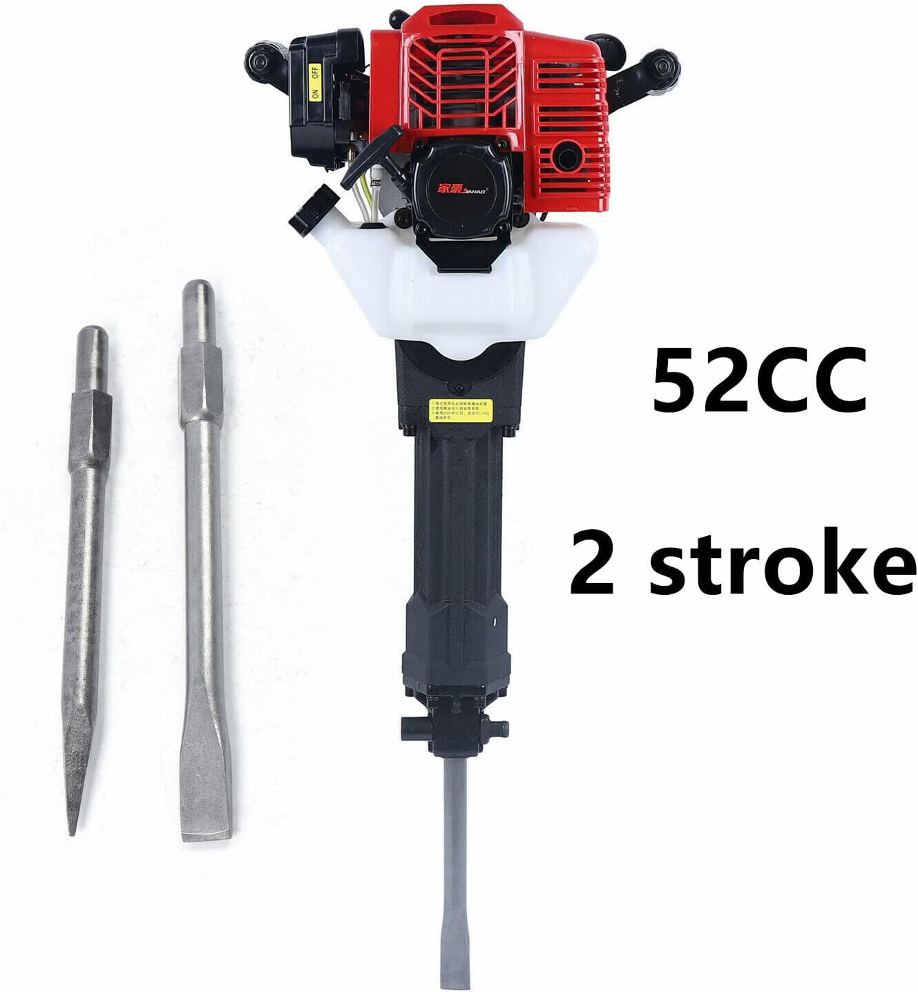 52CC Gas Demolition Jack Hammer with 2 Chisels Concrete Breaker Drill R389908
