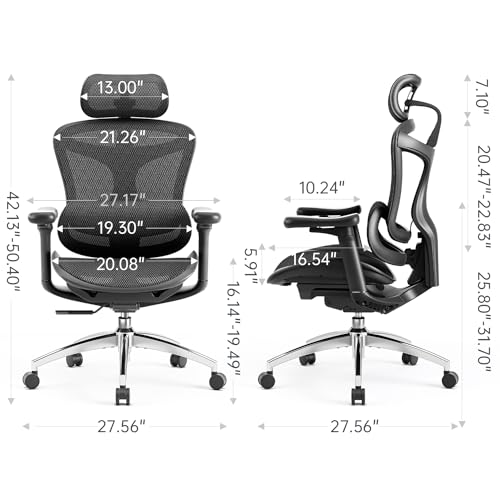 Ergonomic Office Chair with 3D Armrests, Adjustable Backrest, Grey E404218