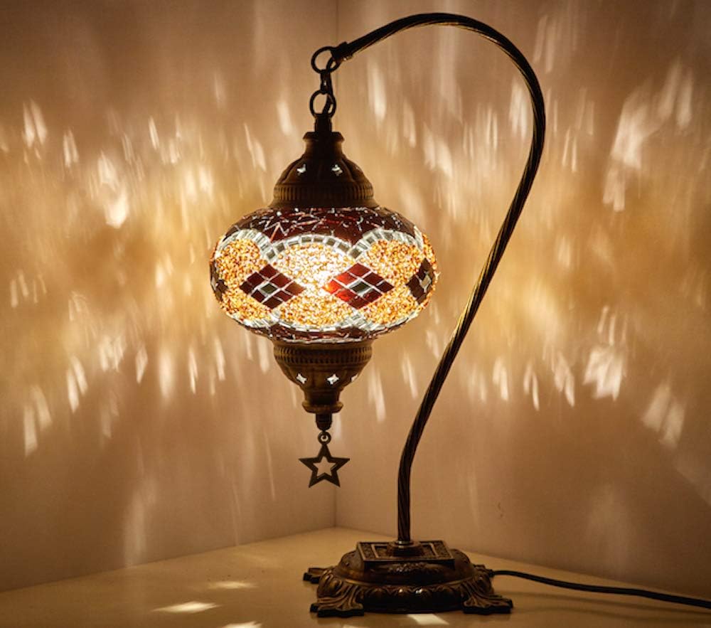 Multicolor Mosaic Gooseneck Table Lamp N94082