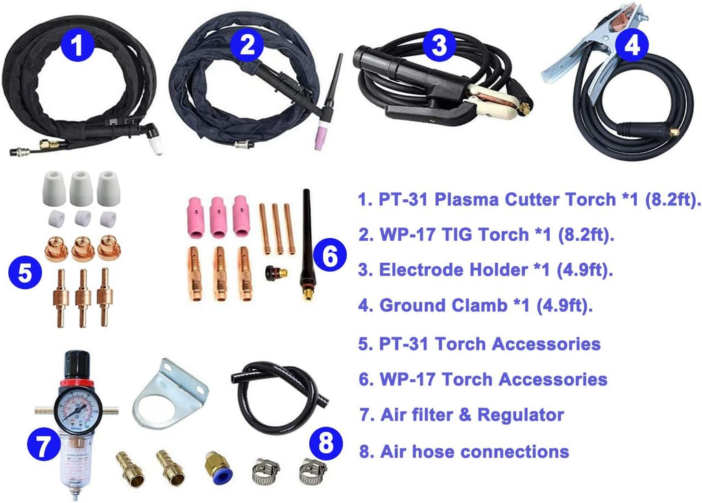 3 in 1 Plasma Cutter TIG Stick Welder, 180A Pulse TIG/Arc Welding, 40A Plasma Cutting, 110/220V Dual Voltage Q81720