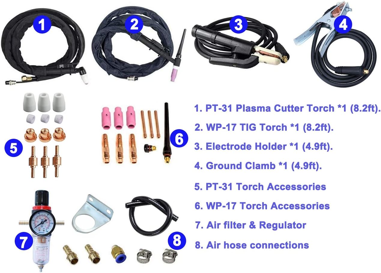 3 in 1 Plasma Cutter TIG Stick Welder, 180A Pulse TIG/Arc Welding, 40A Plasma Cutting, 110/220V Dual Voltage Q81720