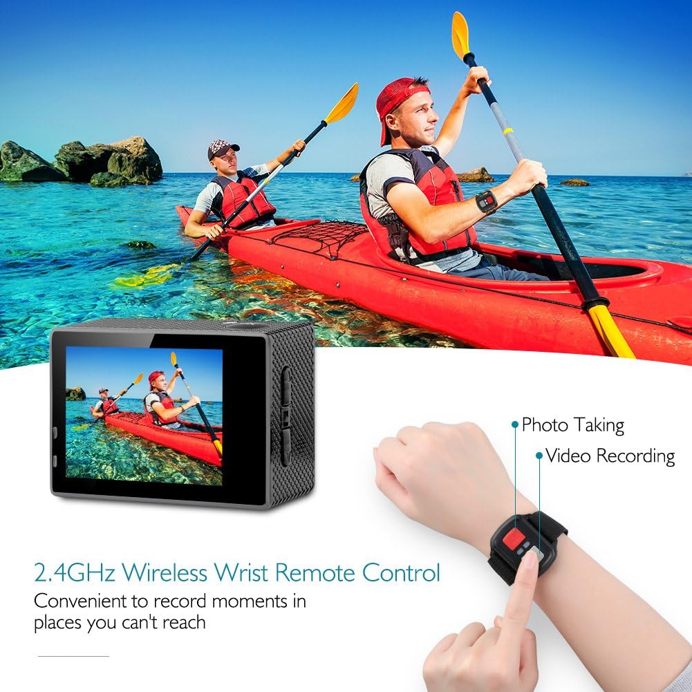 4K Action Camera Underwater Waterproof Sports Cam with Remote 2 Batteries A774