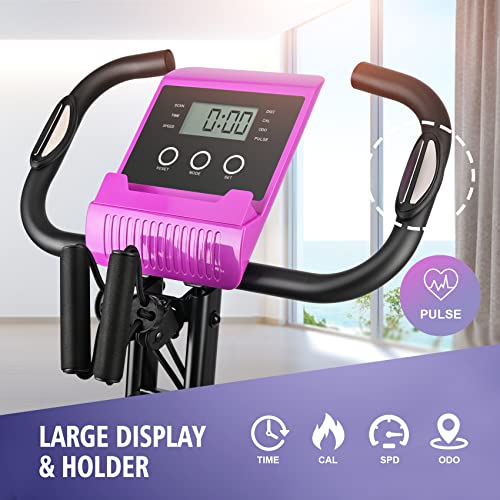 Folding Exercise Bike with Pulse Sensor LCD Monitor V717