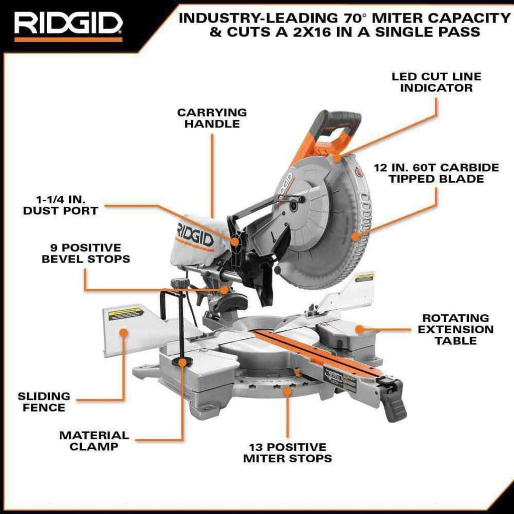15 Amp Corded 12 in. Dual Bevel Sliding Miter Saw with LED Cut Line Indicator G898995