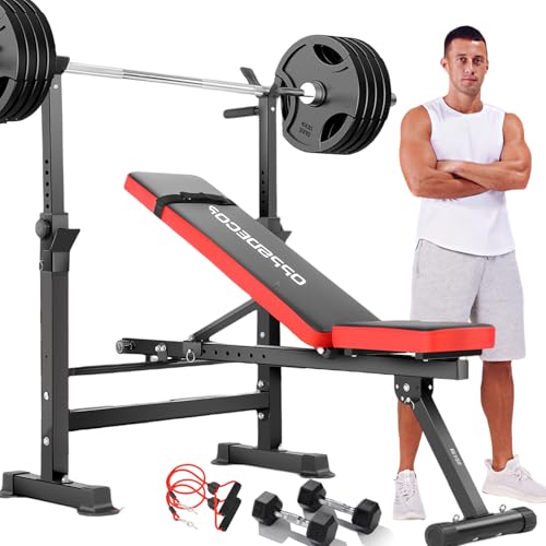 Adjustable 6 in 1 Weight Bench with Squat Barbell Rack P80072