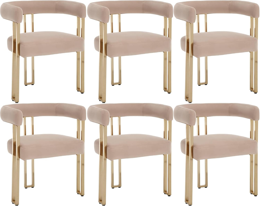 Set of 6 Velvet Khaki Dining Chairs M379133