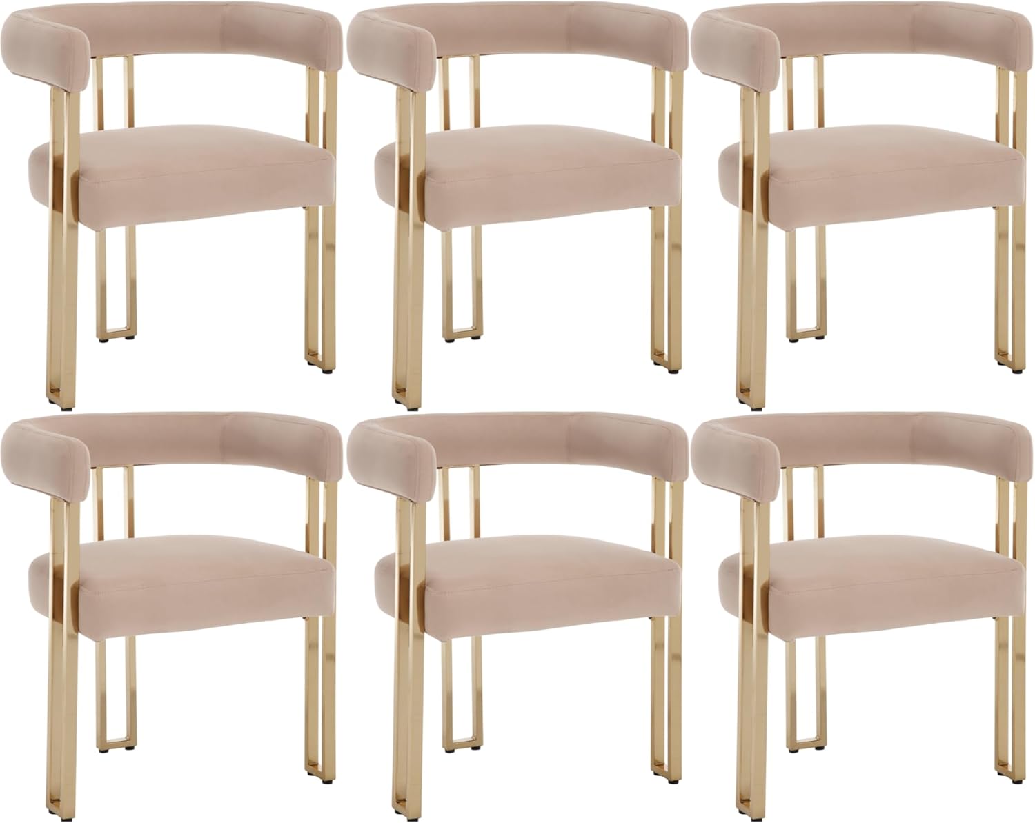 Set of 6 Velvet Khaki Dining Chairs M379133