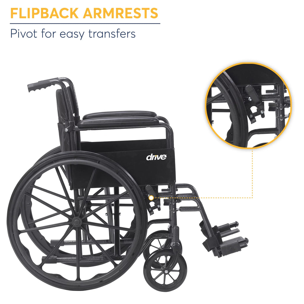 Silver Sport 1 Wheelchair with Full Arms and Swing away Removable Footrest I748