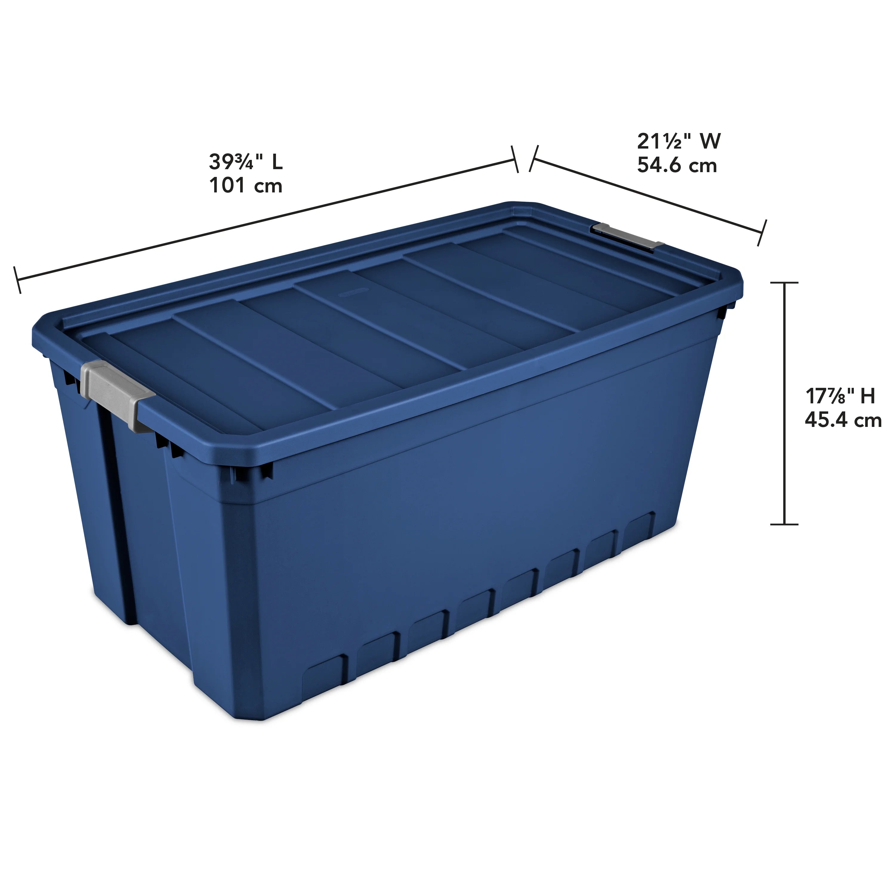 50 Gallon Plastic Stacker Tote, Blue E899271