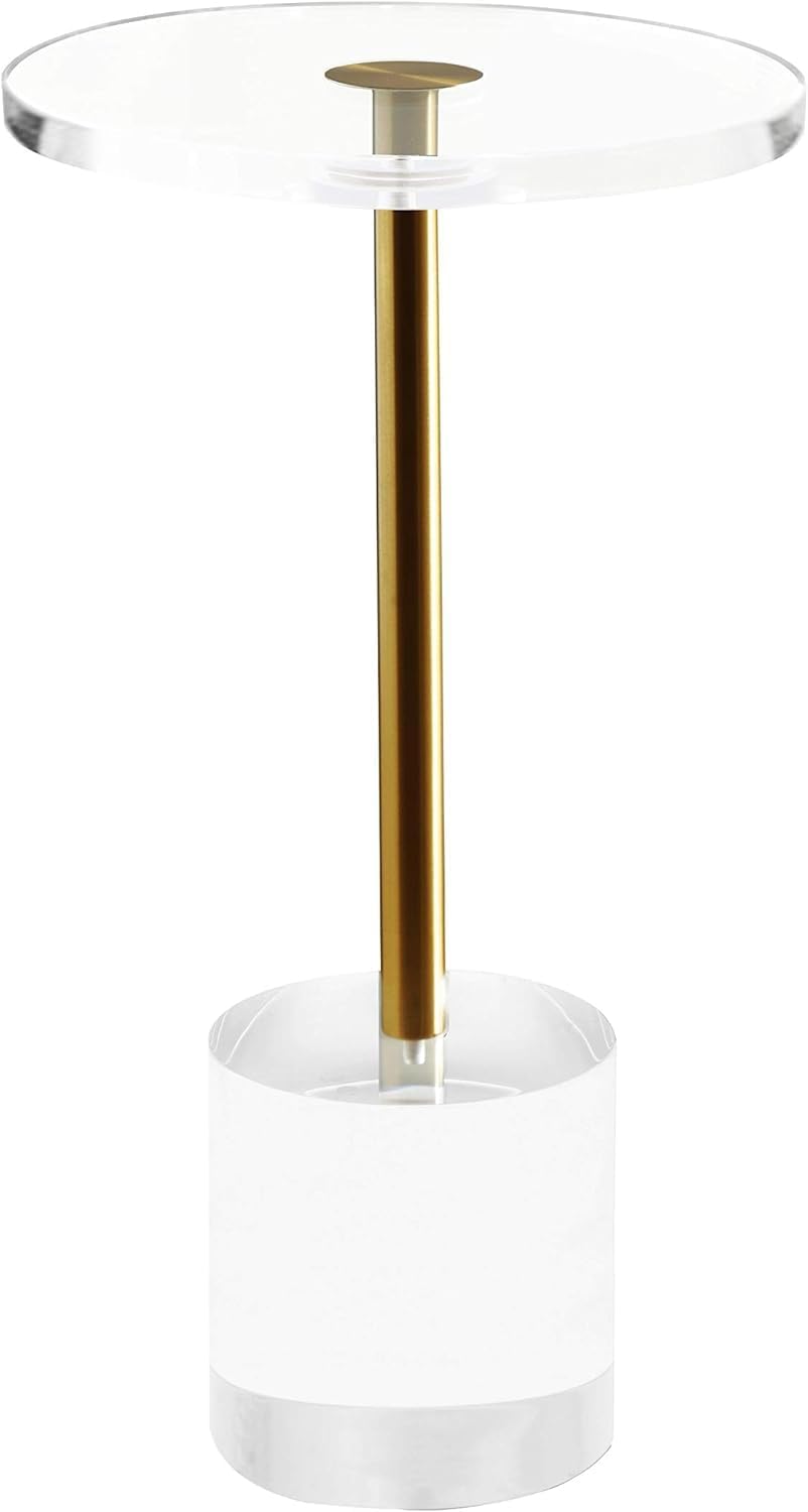 Clear Acrylic Round End Table with Brushed Brass Metal O60678