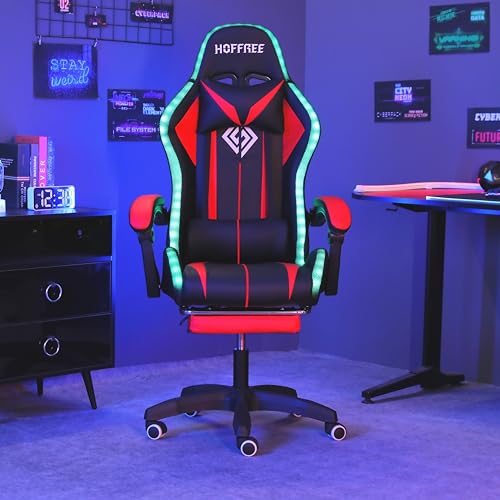 Blue and Black RGB Gaming Chair with Speakers and Footrest A84051