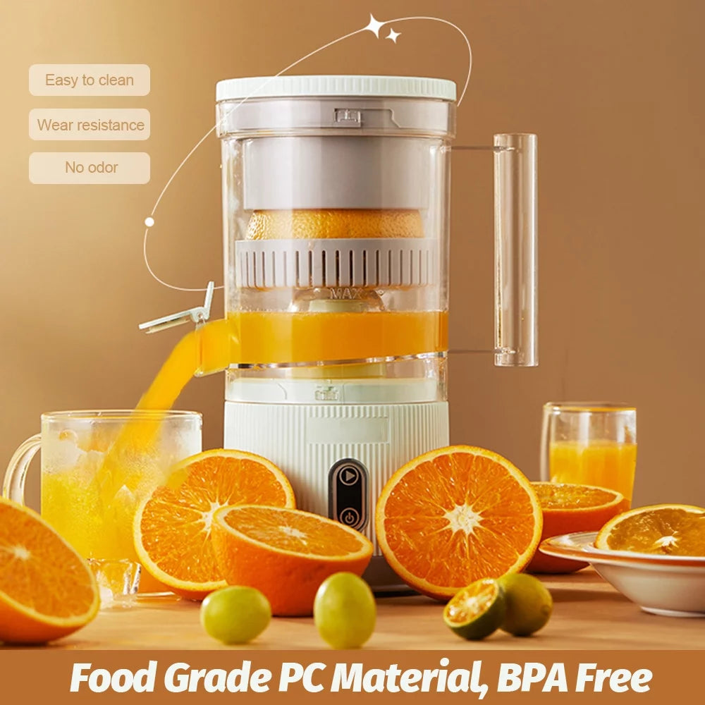 Electric Citrus Juicer Squeezer with Pulp Basket, 300ml, USB Charging, BPA-Free (White) F81608