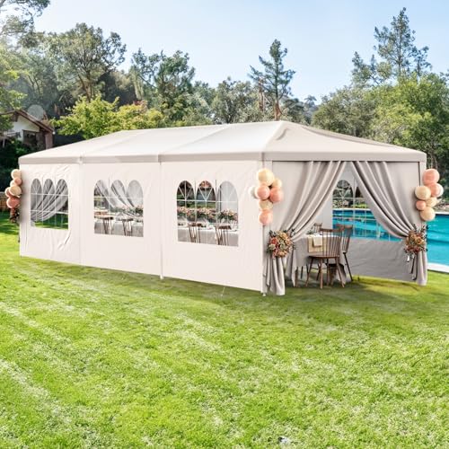 White 10x30 Heavy Duty Party Tent with 8 Removable Sidewalls J683625
