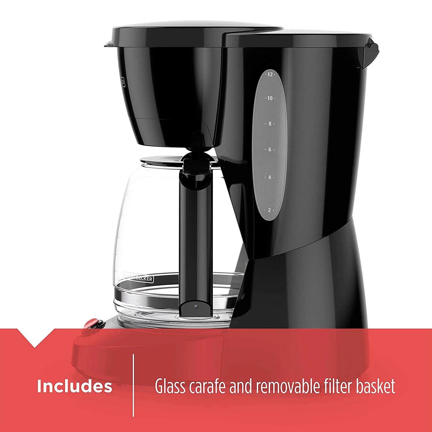 12-Cup Black Glass Carafe Coffee Maker D483