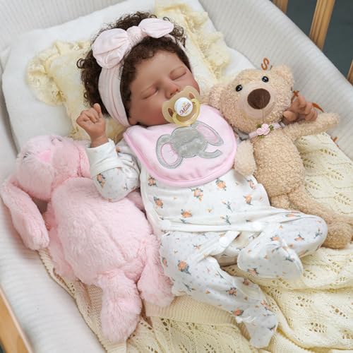 17-Inch Black Reborn Baby Doll with Cloth Body E598931