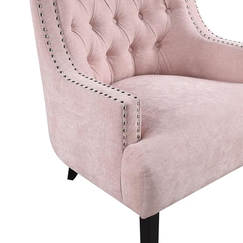 Black Chenille Upholstered Armchair with Solid Wood Frame S464