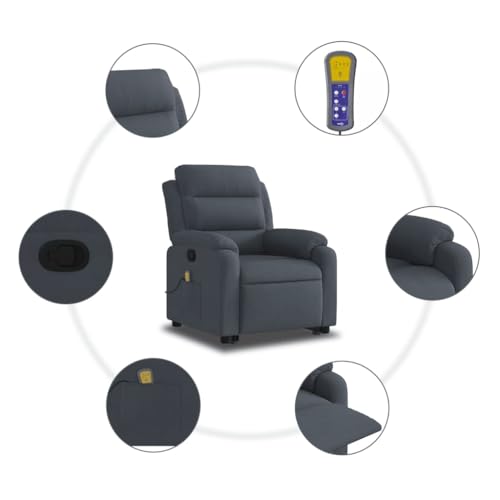 Dark Gray Velvet Power Lift Massage Recliner Armchair with USB L748