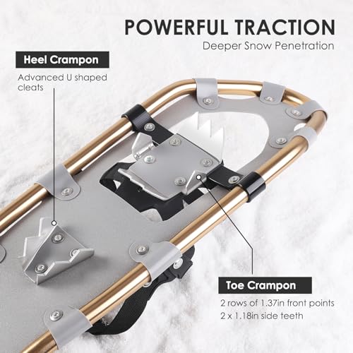 Light Weight Aluminum Snowshoes with Trekking Poles and Carrying Tote Bag F706