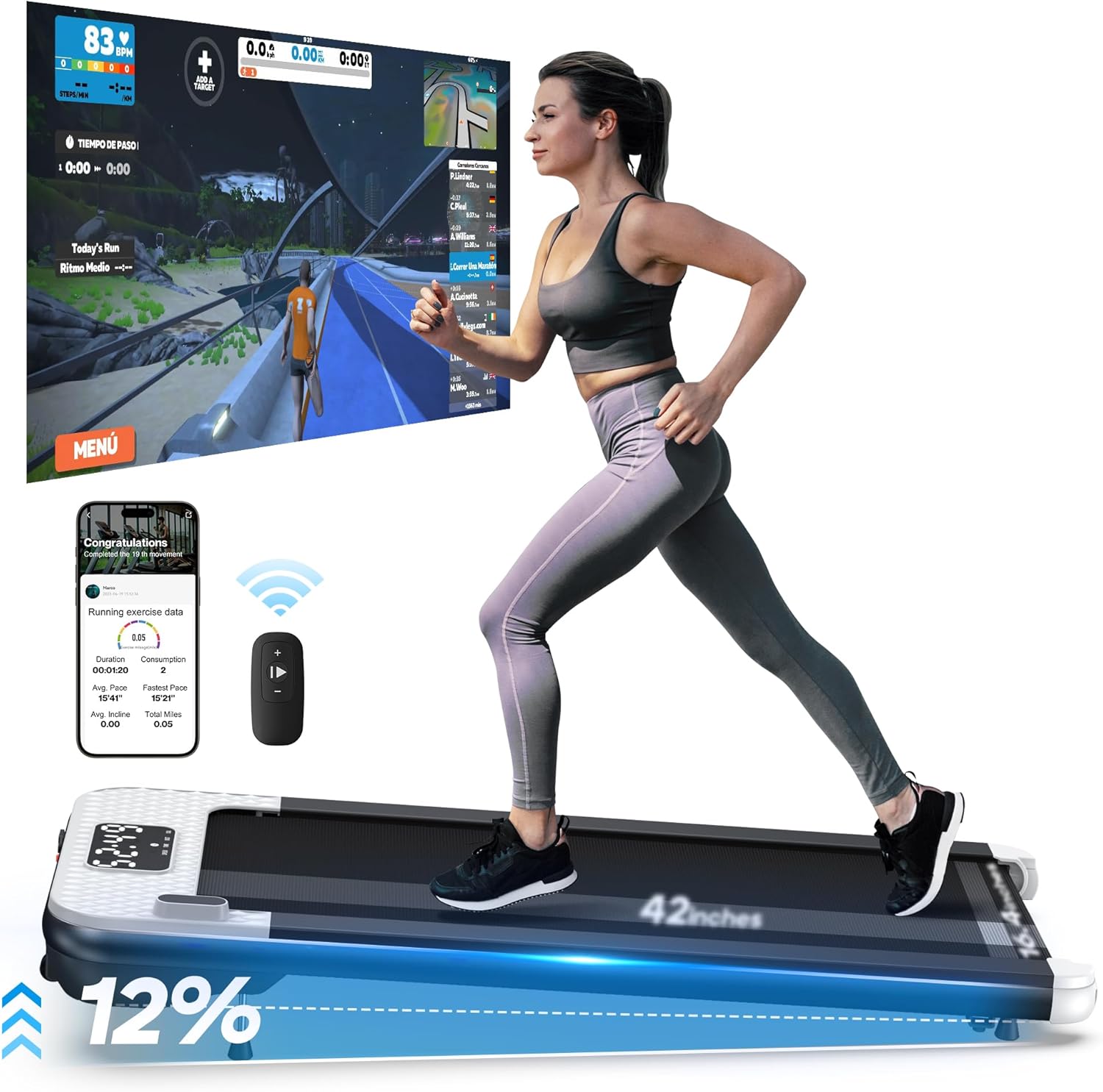 Walking Pad Treadmill with 9% Incline J745