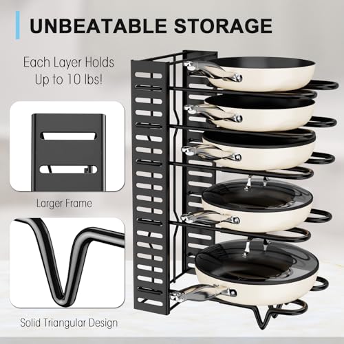 8-Tier Adjustable Heavy-Duty Pot and Pan Storage Rack Y60632