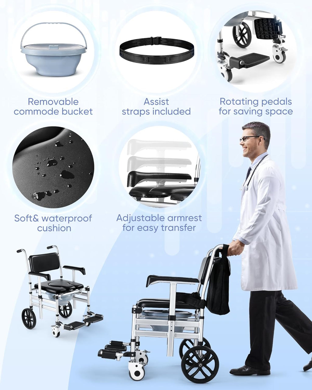 Folding Shower Chair with Wheels N5207