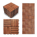 10 Pcs Interlocking Acacia Wood Patio Tiles, 12"x12", Teak D880273
