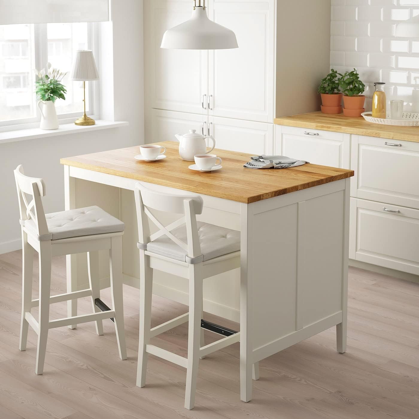 Off-White Oak Kitchen Island Y118