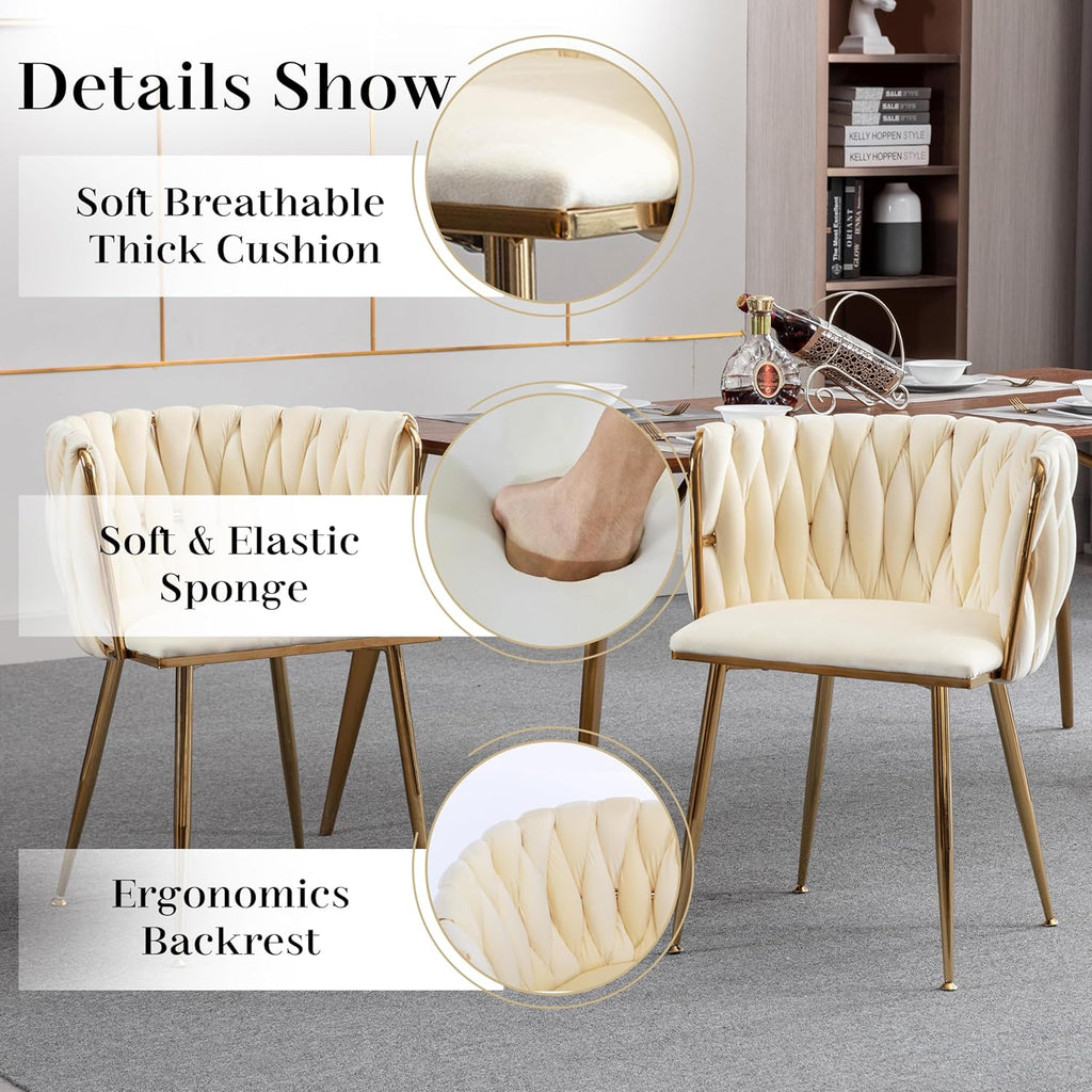 7 PCS Clear Glass Dining Table Set with Beige Woven Chairs R783