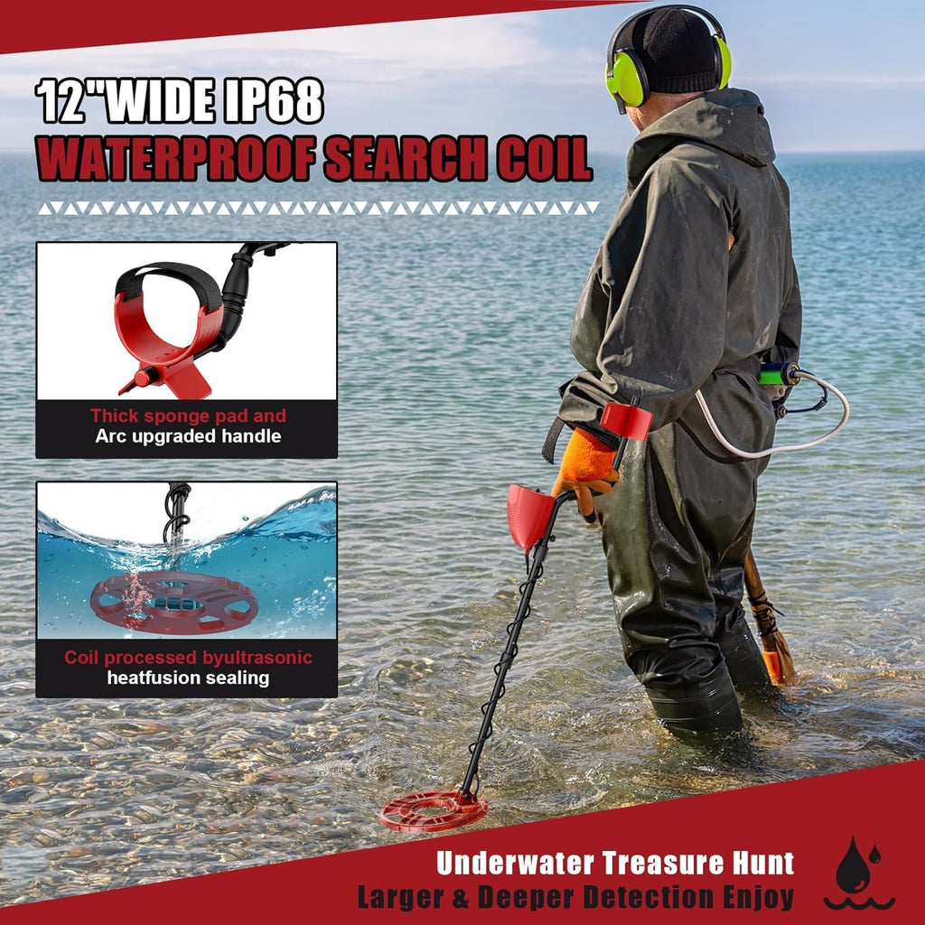 Waterproof Metal Detector with LCD Display and 12" Coil R4755