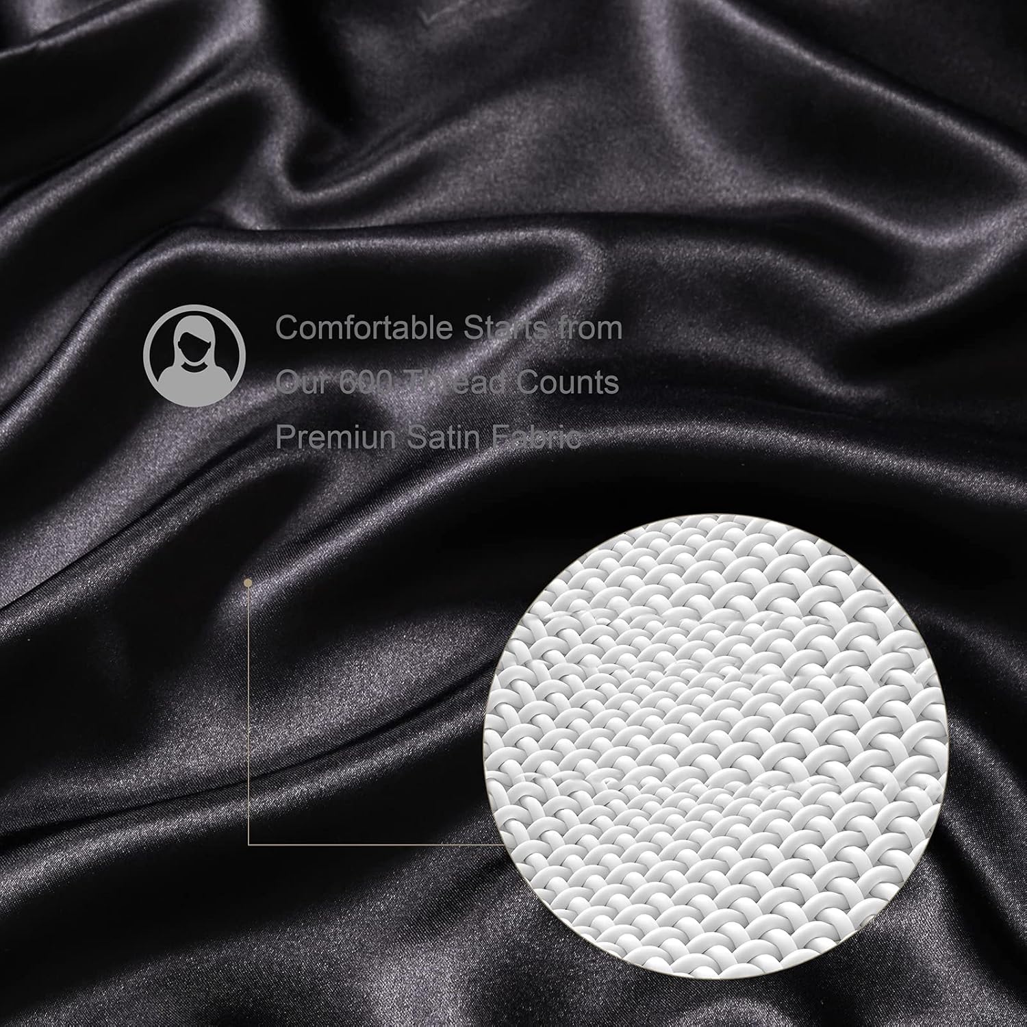 Black Cooling Satin Throw Blanket (90'' x 90'') J119082