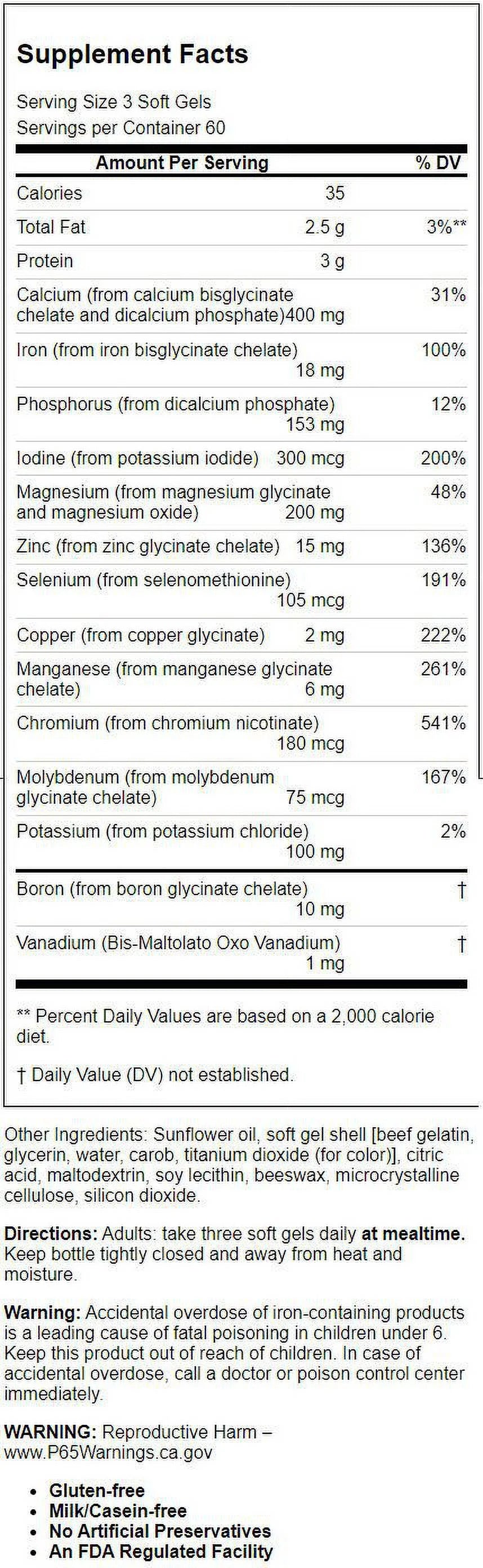 Chelated Minerals 180 Sgels Z752