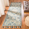 Blue/Ivory Handmade Wool Runner Rug L112