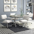 Set of Caster Swivel Tilt Dinning Chairs with Padded Armrest and Metal Frame C696