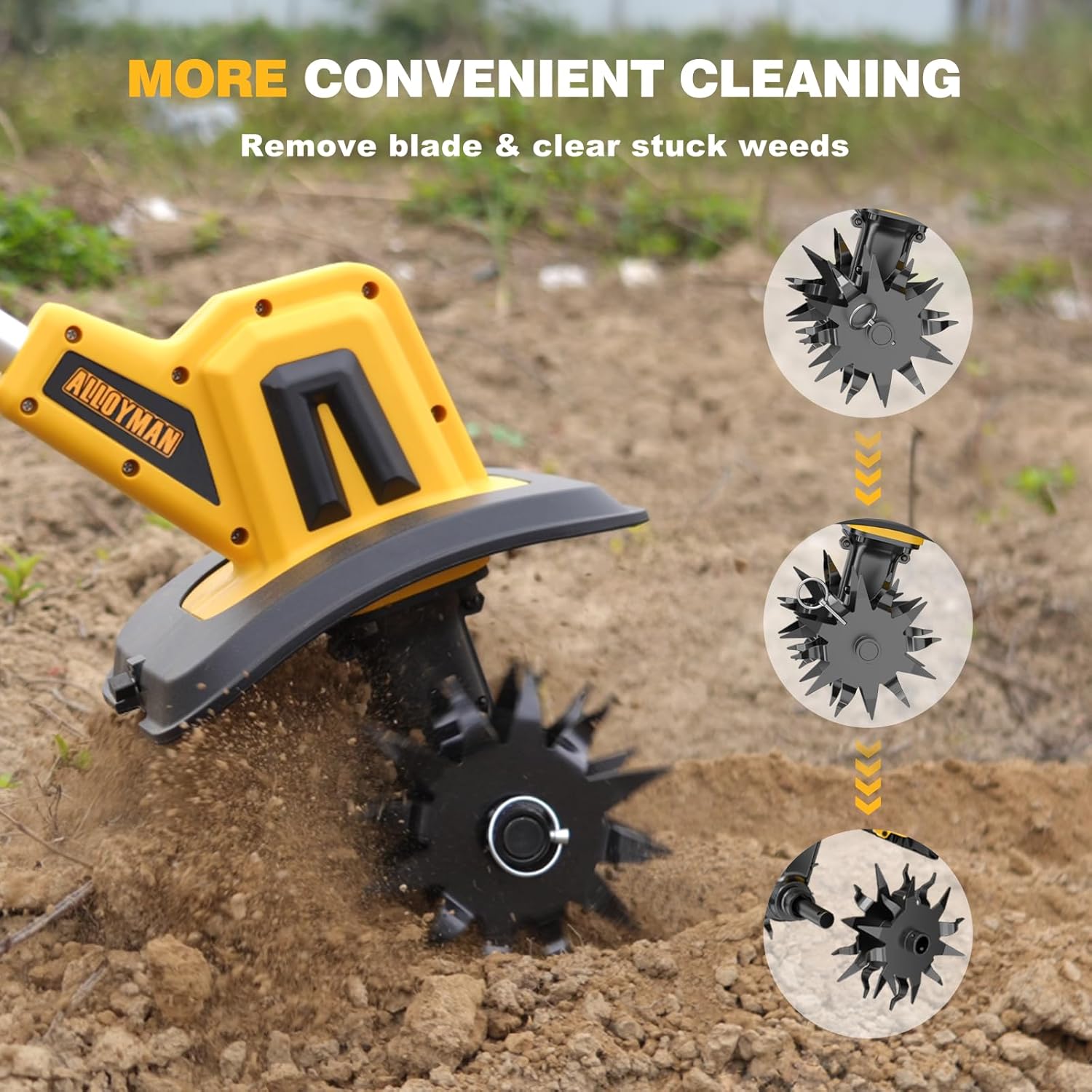 20V Cordless Electric Garden Tiller with 2 * 2.0Ah Batteries & Charger T1666
