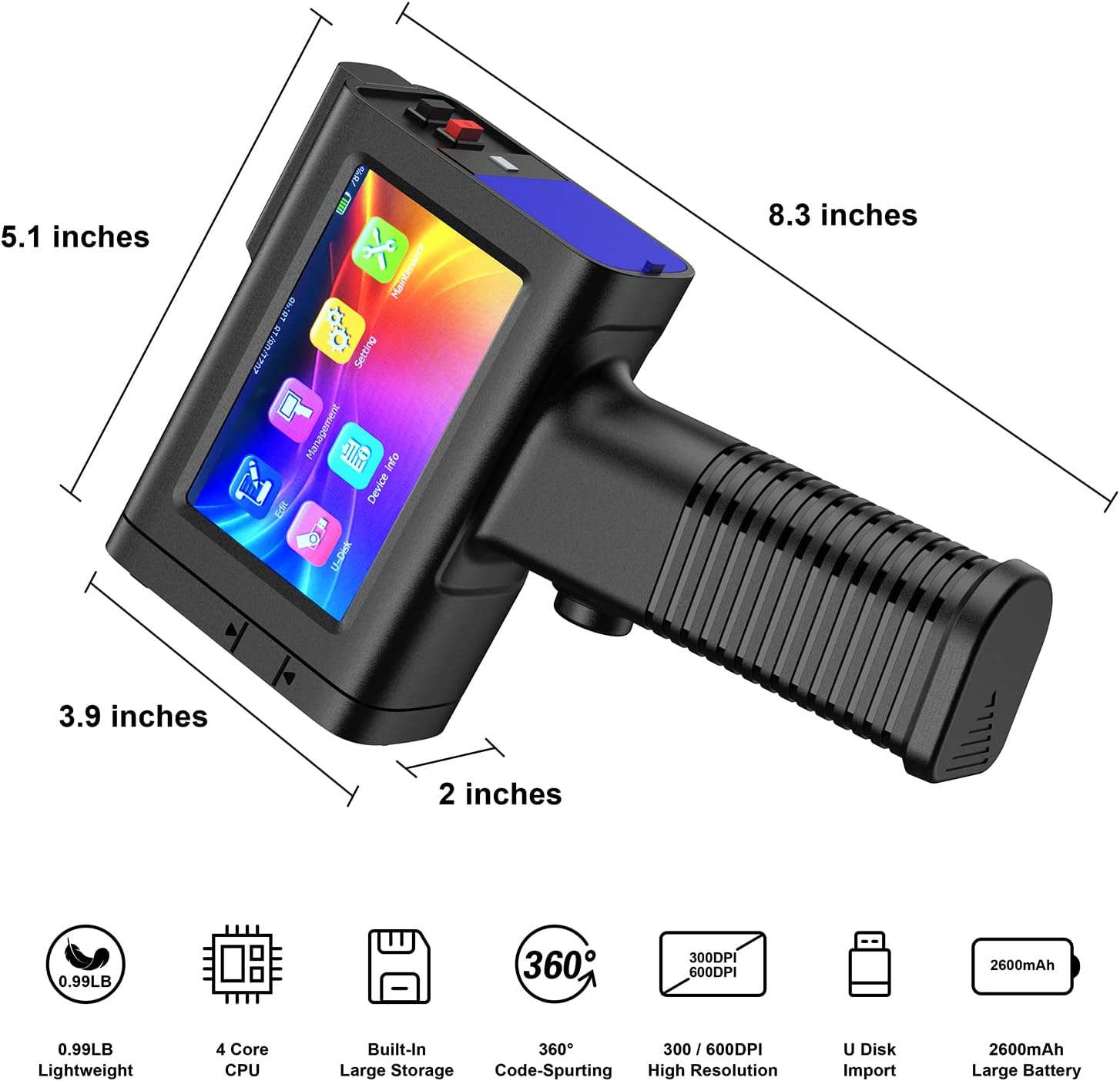 Handheld Inkjet Printer with 4.3 Inch Touch Screen F131298