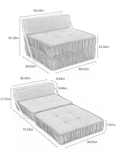 Gray Folding Sofa Bed with Removable Back Cushion I1940