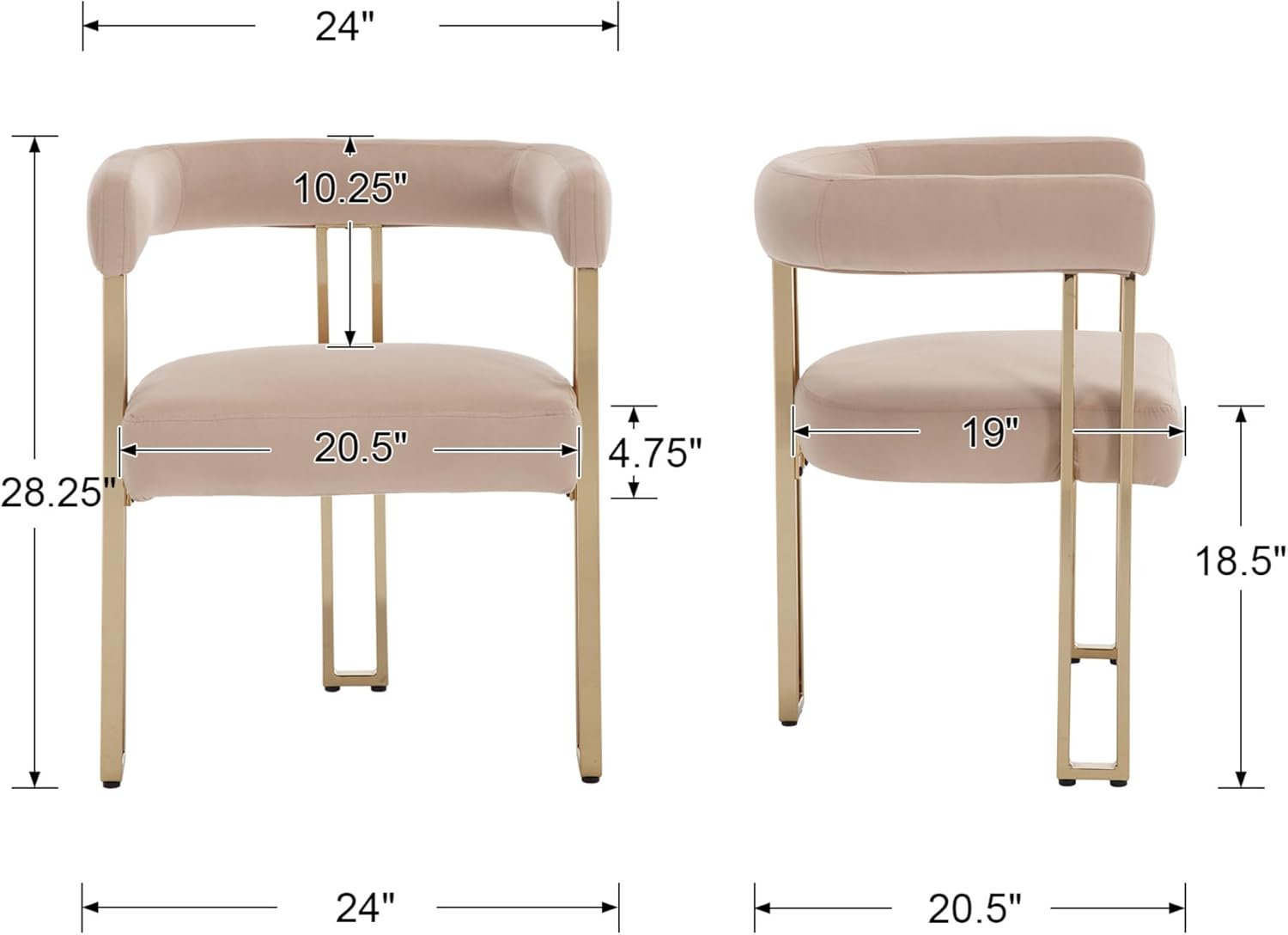 Set of 6 Velvet Khaki Dining Chairs M379133