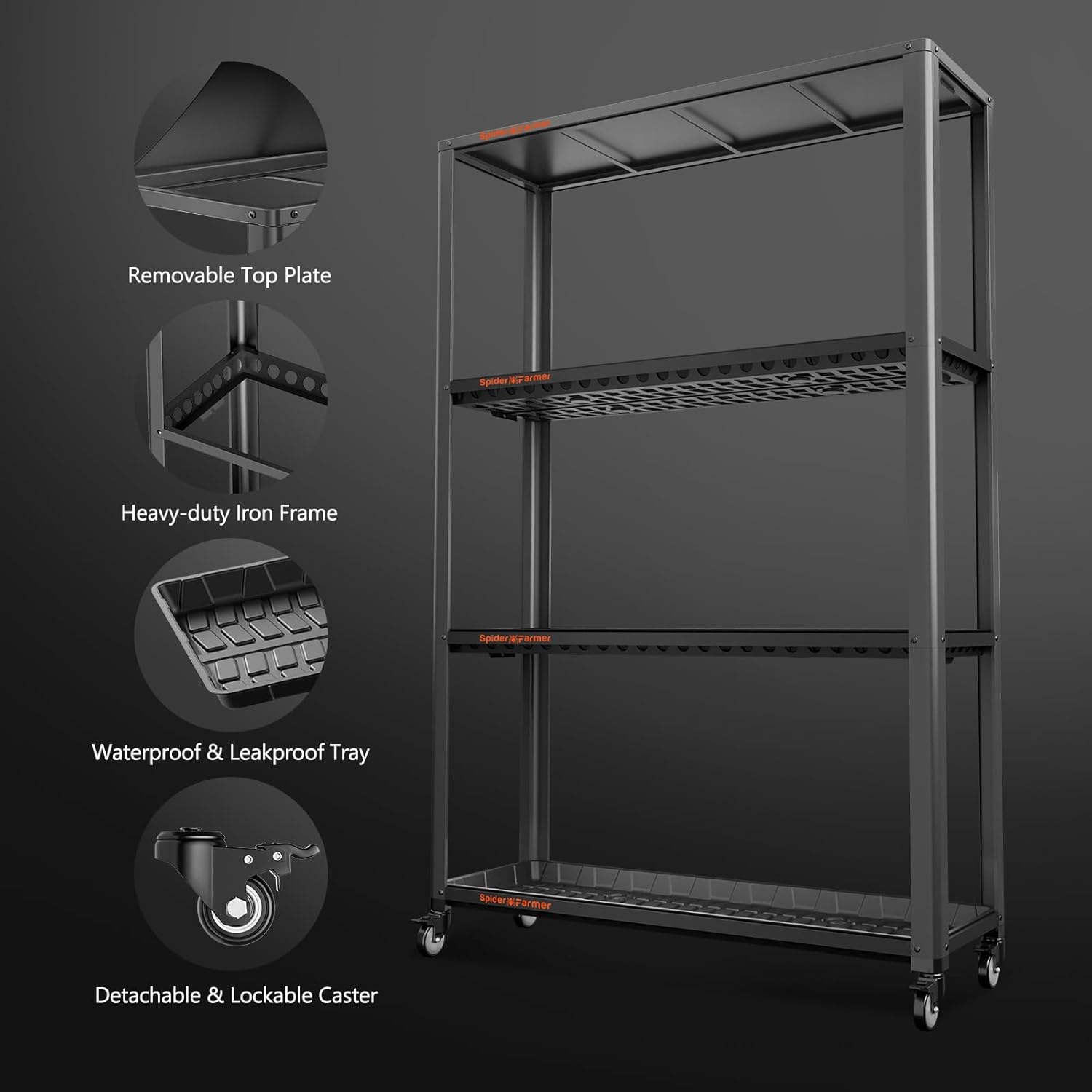 3 Tier LED Grow Light Plant Stand with Wheels H761471